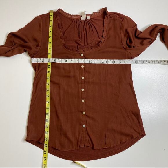 Anthro Dolan Marilyn Button Down Blouse Rust XS - Picture 4 of 9